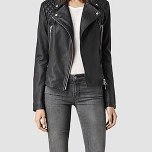 All Saints Bleeker Biker Leather Jacket - Black S US4 UK8 EU36